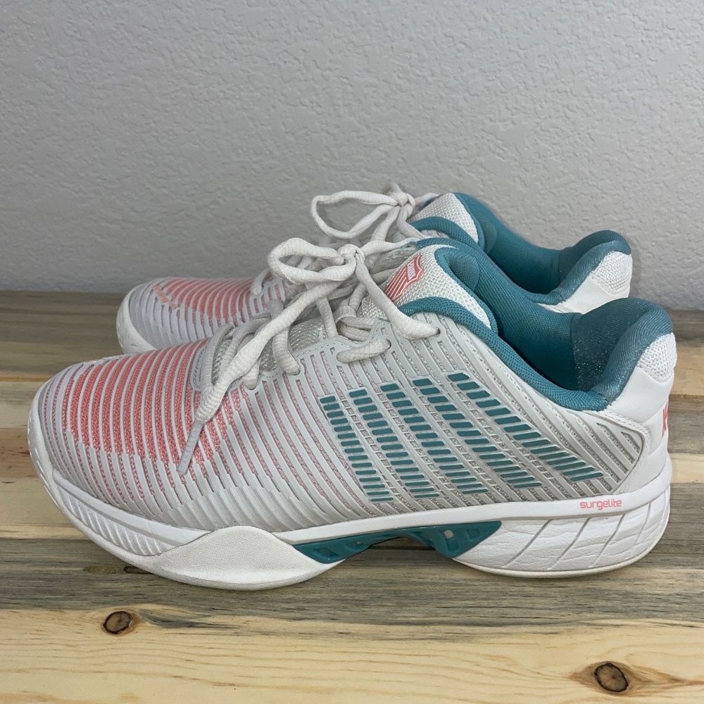 K-Swiss Pickleball Shoes Hypercourt Women's Size 9 White Peach Teal - Picture 9 of 14
